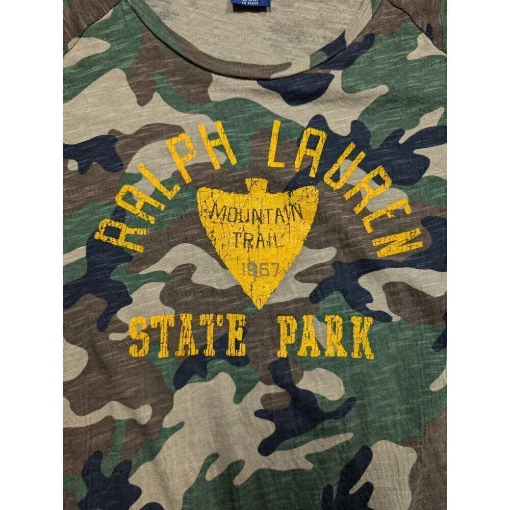 Ralph Lauren‎ Camouflage Dress Graphic Tee State Park Girls Medium (8-10)